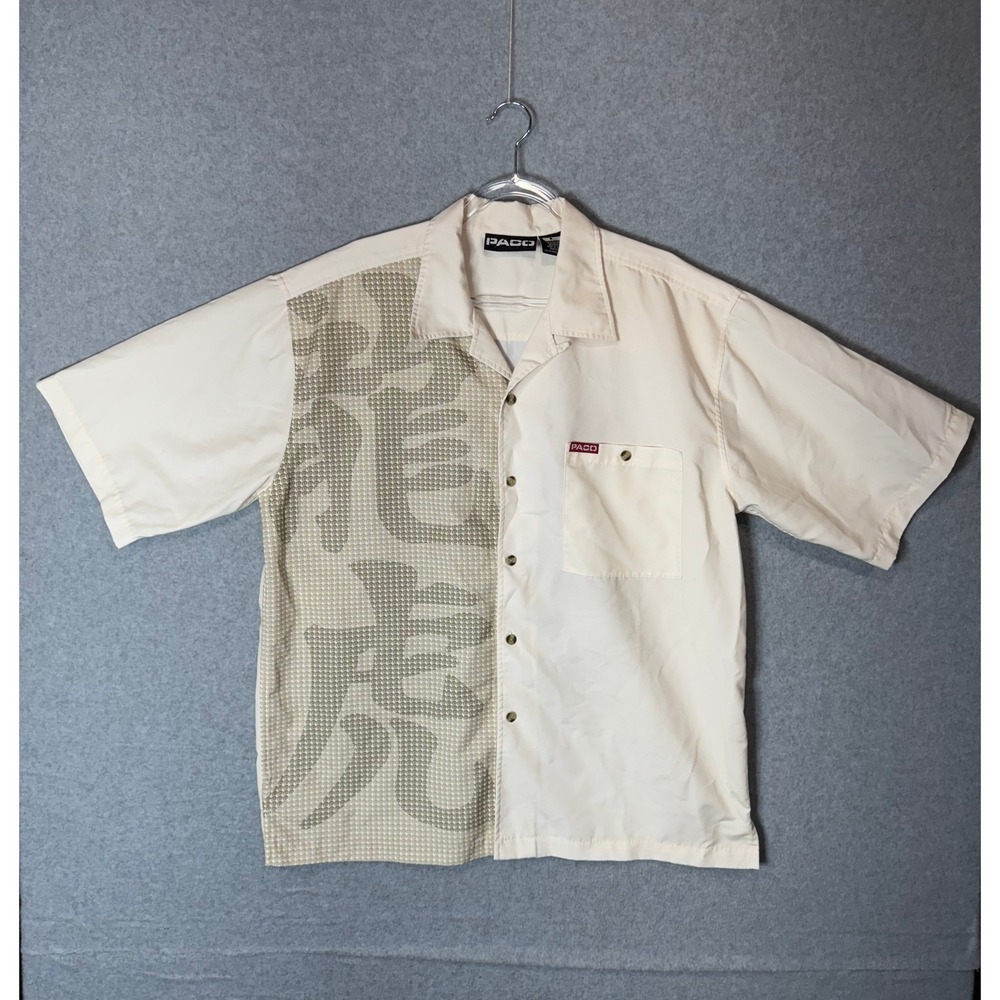 PACO Styling Dragon Tiger Shirt Mens L Graphic Button Up‎ Short Sleeve
